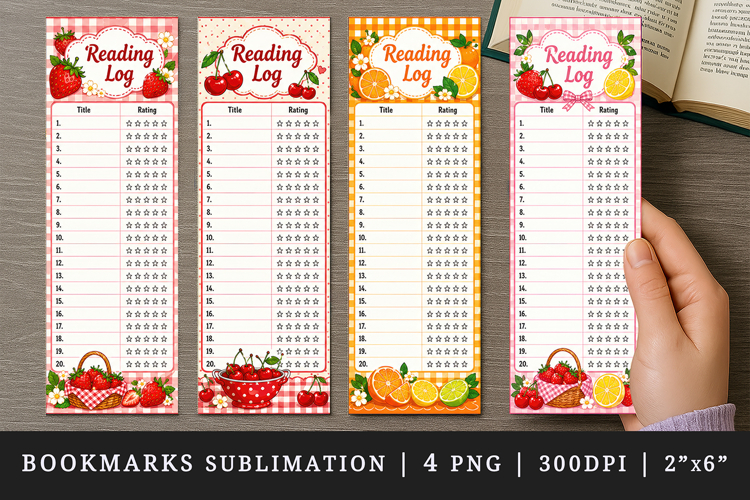 Reading Log bookmarks printable sublimation bookmark design example image 1