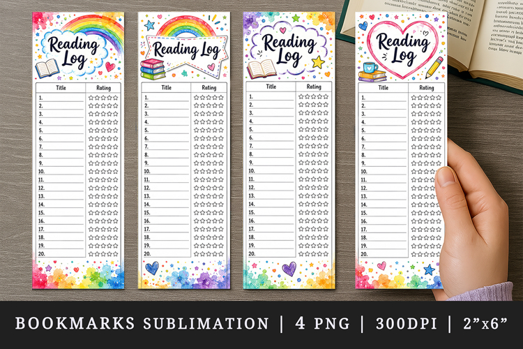 Reading Log bookmarks printable sublimation bookmark design example image 1