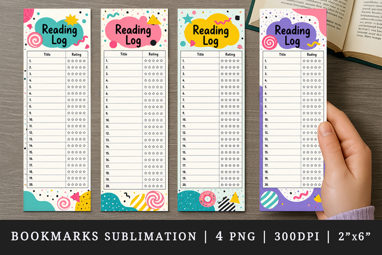 Reading Log bookmarks printable sublimation bookmark design example image 1