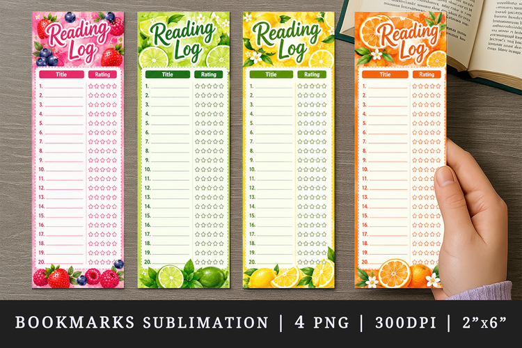 Reading Log bookmarks printable sublimation bookmark design example image 1