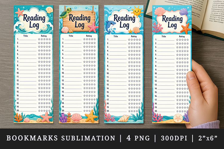 Reading Log bookmarks printable sublimation bookmark design example image 1