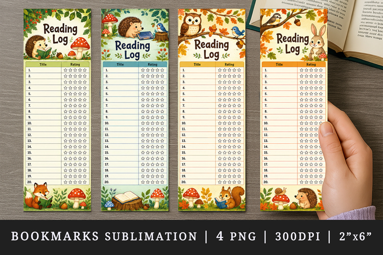 Reading Log bookmarks printable sublimation bookmark design example image 1