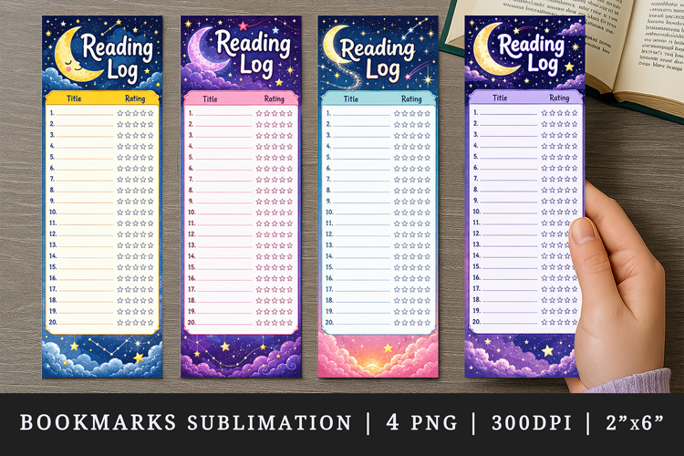 Reading Log bookmarks printable sublimation bookmark design example image 1