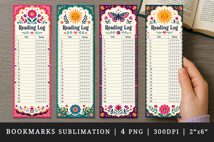 Reading Log bookmarks printable sublimation bookmark design example image 1