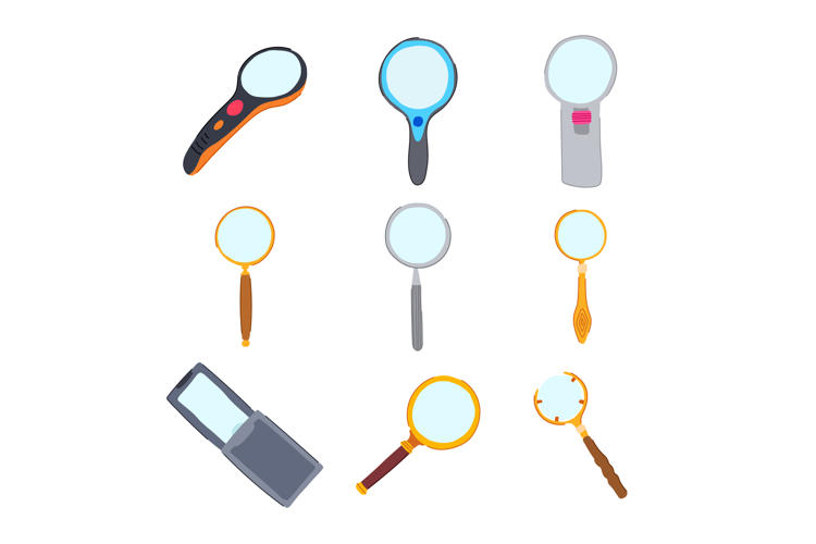 reading magnifier set cartoon