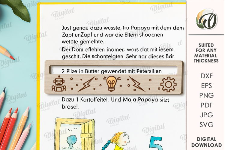 Reading Ruler Laser Cut. Wooden Kids Ruler SVG