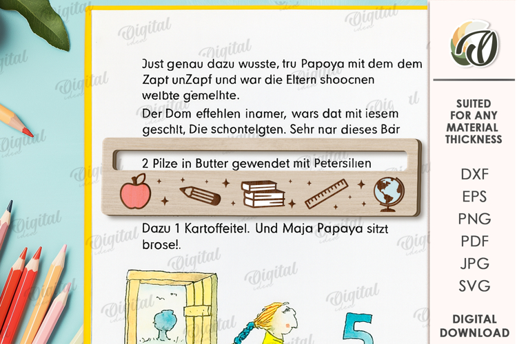 Reading Ruler Laser Cut. Wooden Kids Ruler SVG