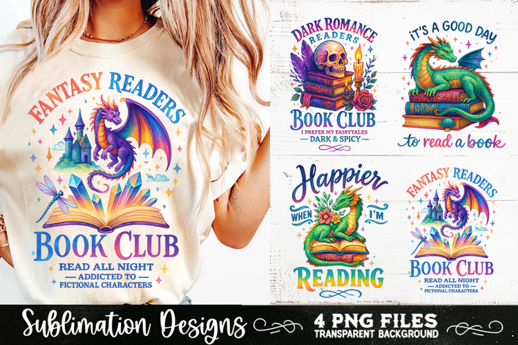 Fantasy Book Lovers Designs PNG Sublimation Dragons