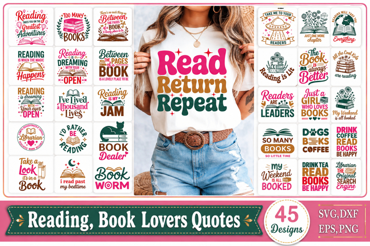 Reading SVG Bundle, Book Lovers Quotes