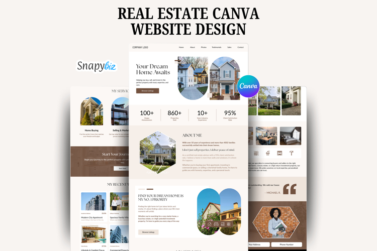 Real Estate Website Canva Editable Templates