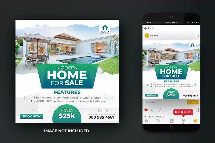 Real Estate Home Property Instagram and Facebook Post Design