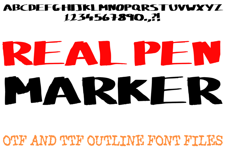 Real Pen Marker Font Chunky Ink Hand Written Type Lettering
