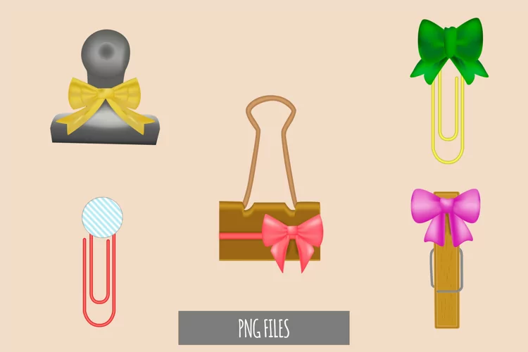 Realistic Decorated Paperclips Clipart