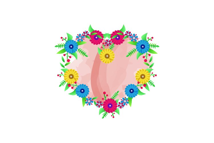 Realistic love flowers with watercolor background
