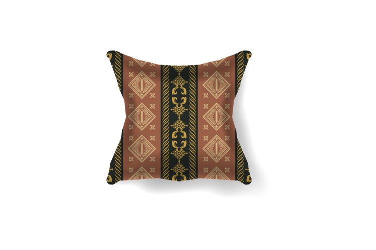 Realistic pillow mockup with ethnic traditional batik patter