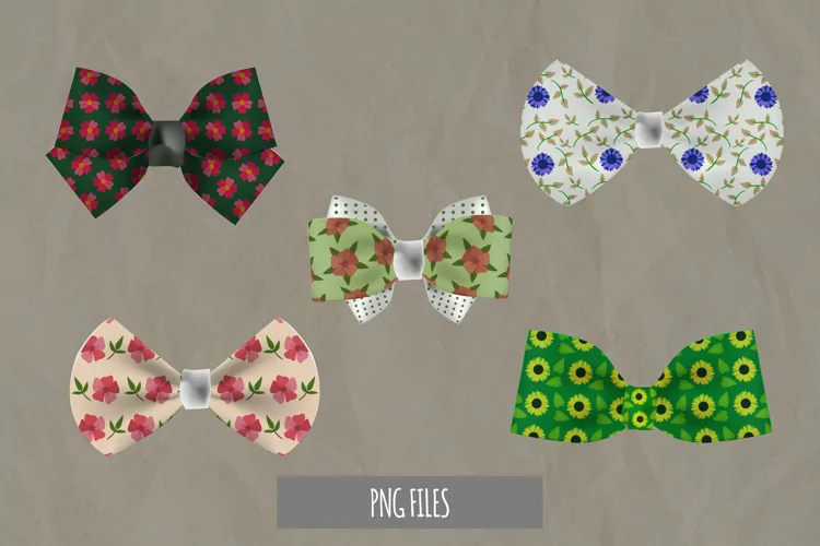 Realistic Vintage Floral Bow Clipart