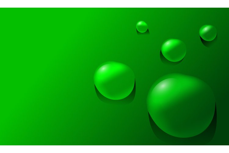 Realistic water drop background in green color