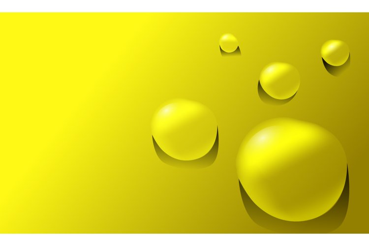 Realistic water drop background in yellow color
