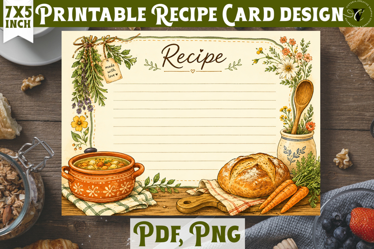 Vintage Recipe Cards | Baking Kitchen Recipe Templates