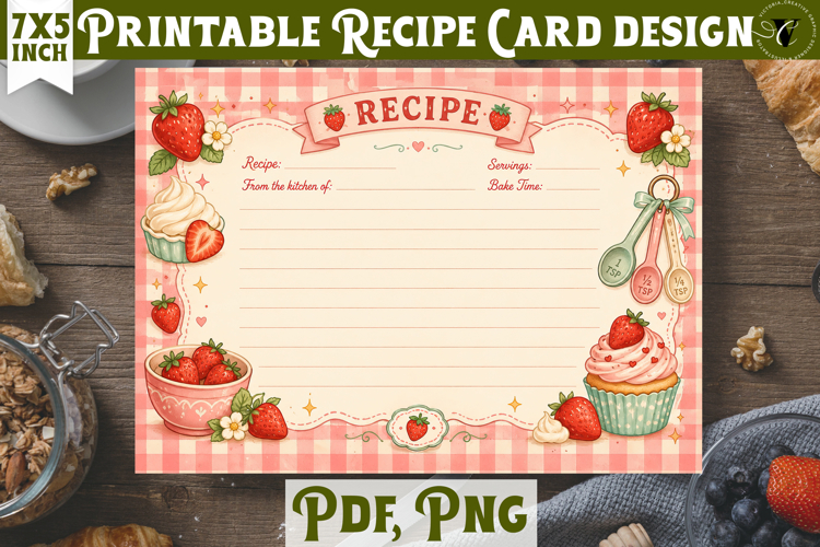 Vintage Recipe Cards | Baking Kitchen Recipe Templates