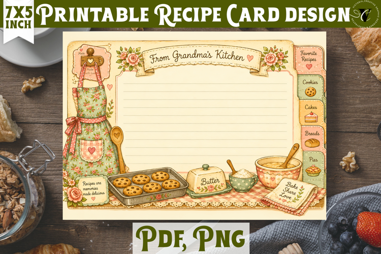 Vintage Recipe Cards | Baking Kitchen Recipe Templates