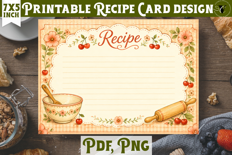 Vintage Recipe Cards | Baking Kitchen Recipe Templates
