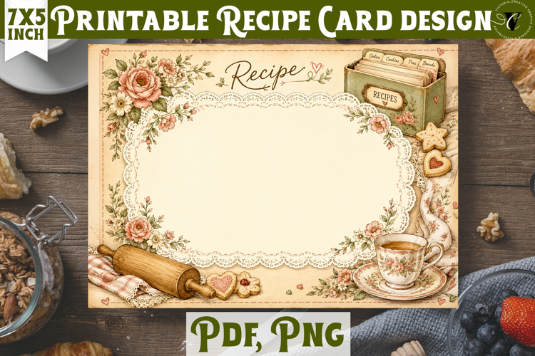 Vintage Recipe Cards | Baking Kitchen Recipe Templates
