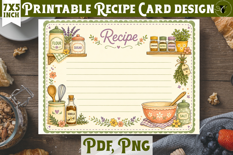 Vintage Recipe Cards | Baking Kitchen Recipe Templates