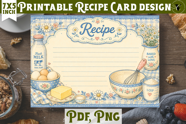Vintage Recipe Cards | Baking Kitchen Recipe Templates