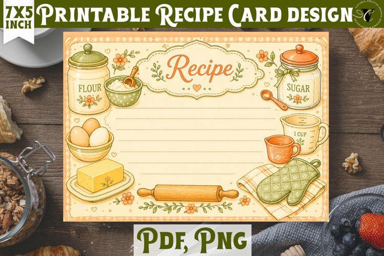 Vintage Recipe Cards | Baking Kitchen Recipe Templates