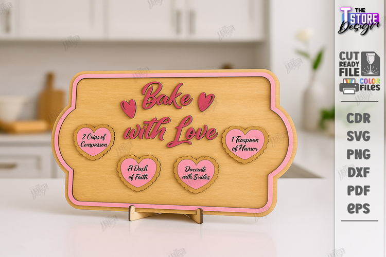 Valentine’s Day Board Laser Cut|Recipe for Love SVG|Kitchen