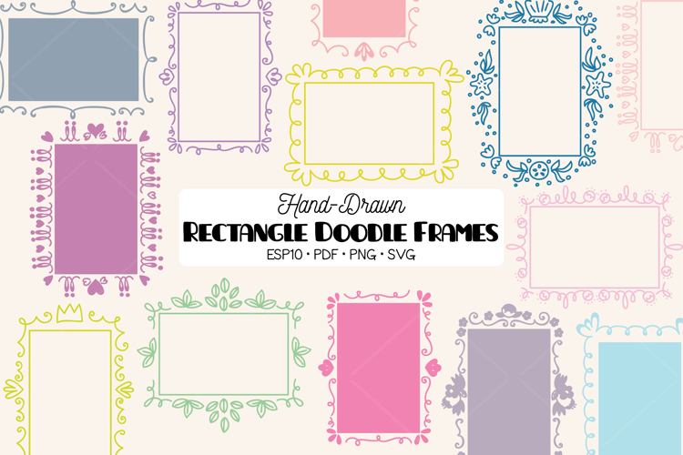 Colored Rectangle Doodle Frames | Hand Drawn Oblong Border