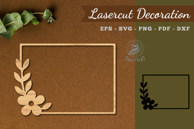 Rectangle Floral Frame Lasercut Decoration SVG example image 1