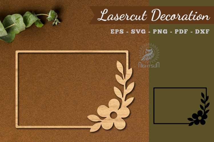 Rectangle Floral Frame Lasercut Decoration SVG example image 1