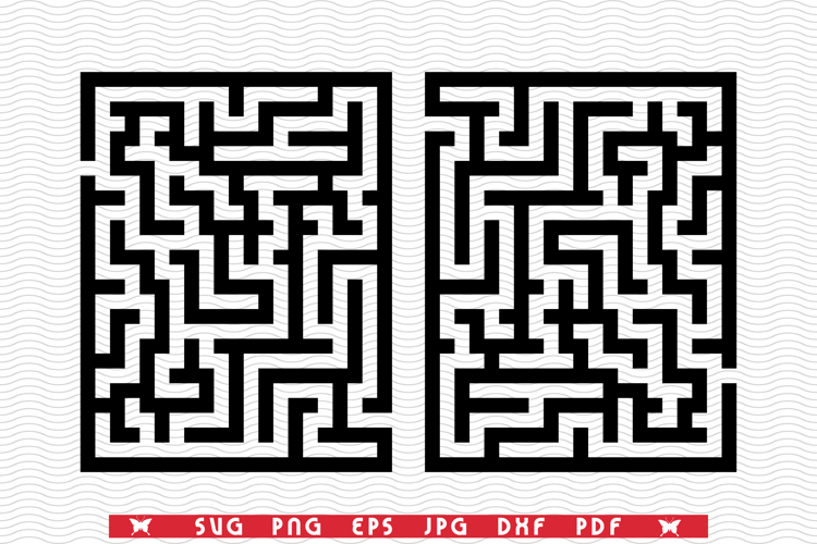 Two Rectangular Mazes SVG, Silhouettes digital clipart