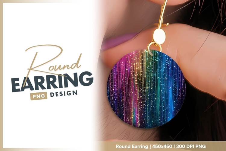 Rainbow Colored Light Strands with Sparkling round earring