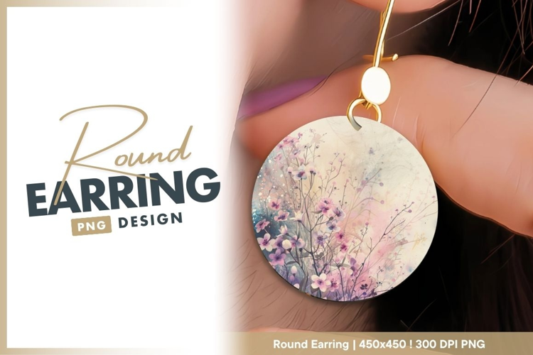 Watercolor Floral Arrangement in a Circle round earring