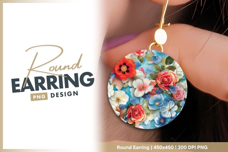 Circular Floral Arrangement of Red Orange round earring