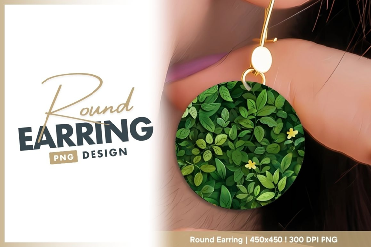 Lush Green Leaves and Yellow Flowers in round earring