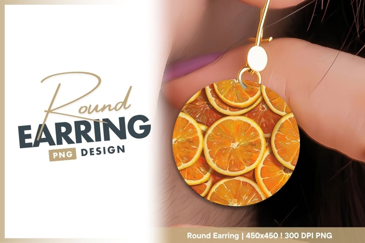 Orange Slices Arrangement in a Circle Shape round earring