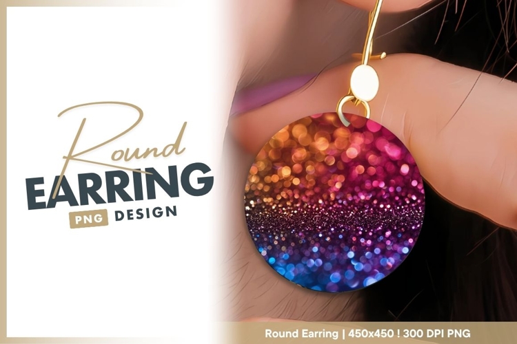 Gradient Bokeh Circle with Orange Pink round earring png