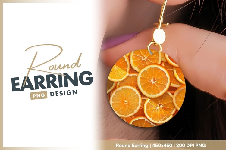 Orange Slices Close Up Arrangement on round earring png
