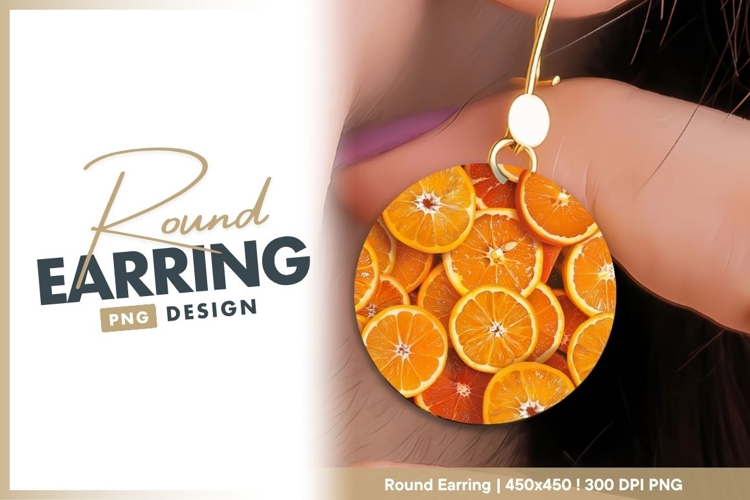 Orange Slices Arranged in a Circle on Gray round earring