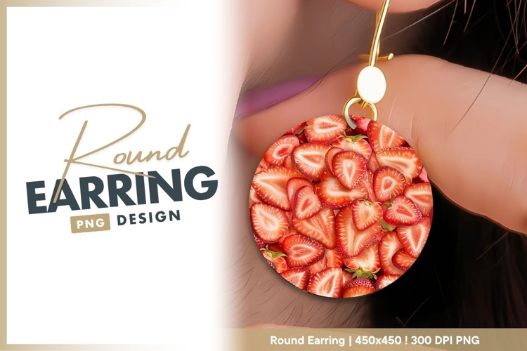Circular Arrangement of Sliced Strawberries round earring