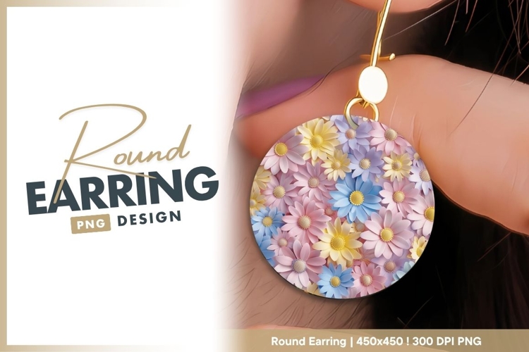 Pastel Daisy Flower Arrangement in a round earring png