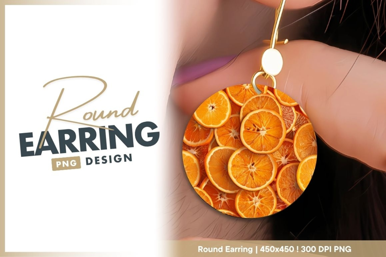Orange slices arranged in a circular pattern round earring