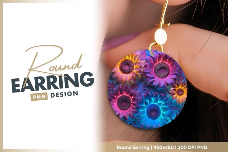 Colorful Floral Arrangement of Glowing round earring png
