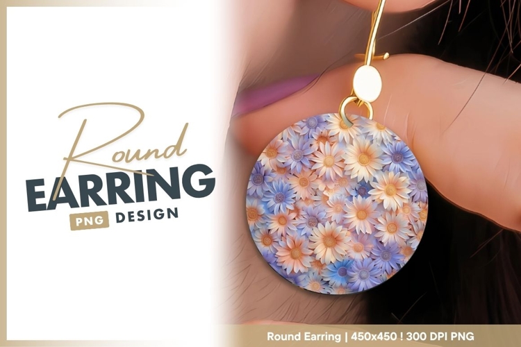 Pastel Daisy Flowers Arrangement in a Circle round earring