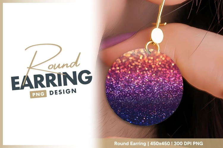 Glittering Gradient Circle with Orange Pink round earring