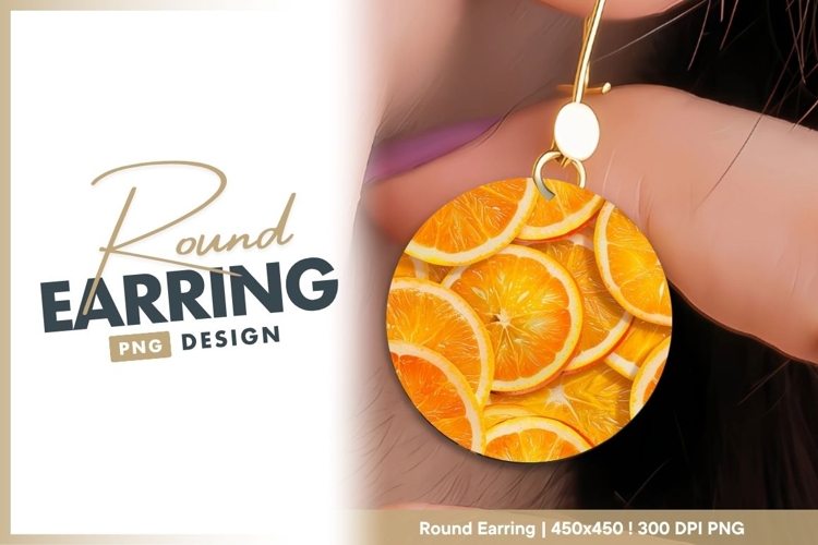 Circular Arrangement of Orange Slices on round earring png